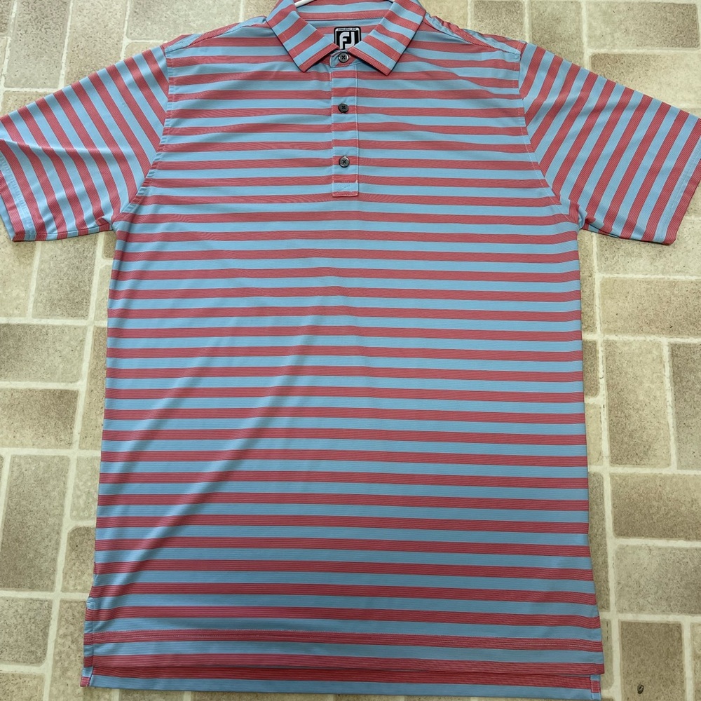 Footjoy Mens Athletic Fit End On End Multi Stripe Self Collar size large